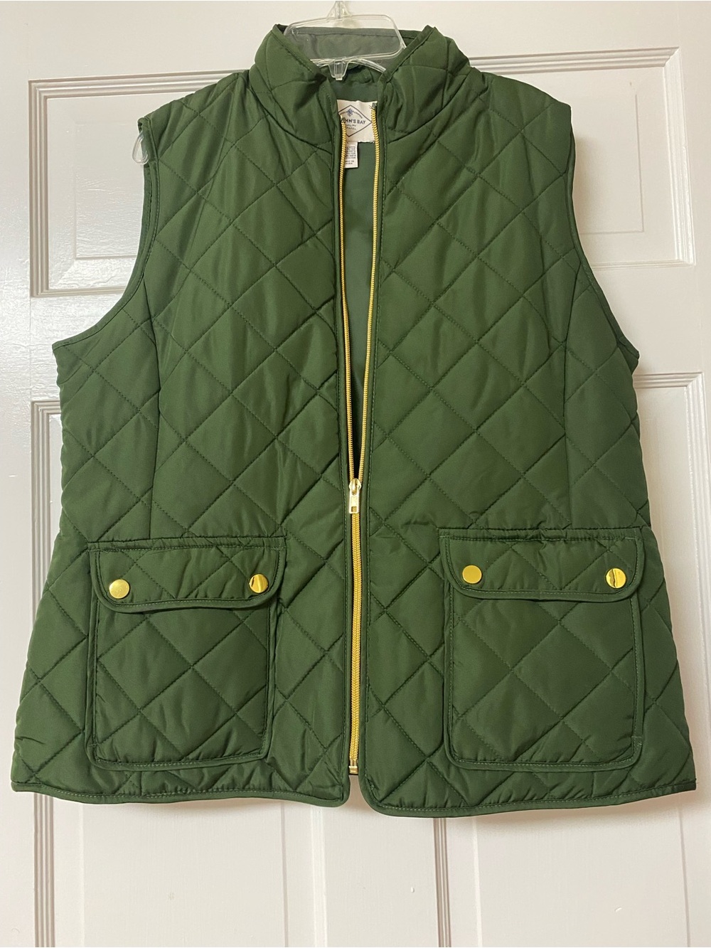 St. John's Bay Quilted Green Vest with Gold Tag
